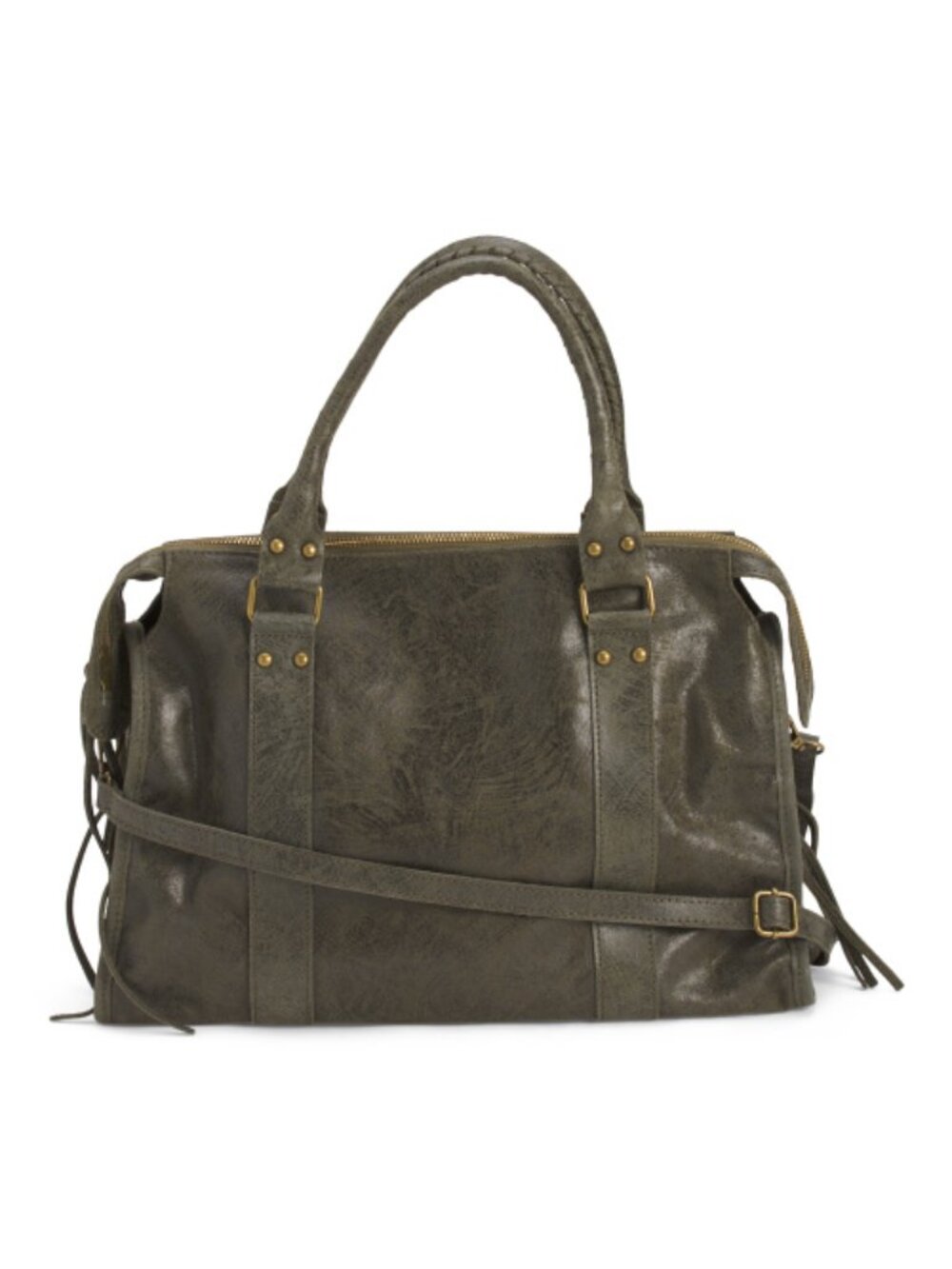 MY BEST BAG Made In Italy Leather Multi Pocket Satchel
